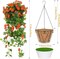Artificial Fall Hanging Flowers Plants Baskets for Outdoors, Fake Mums, Fall Porch Outdoor Decor, Faux Mums Artificial Flowers with Hanging Baskets for Urn Fillers